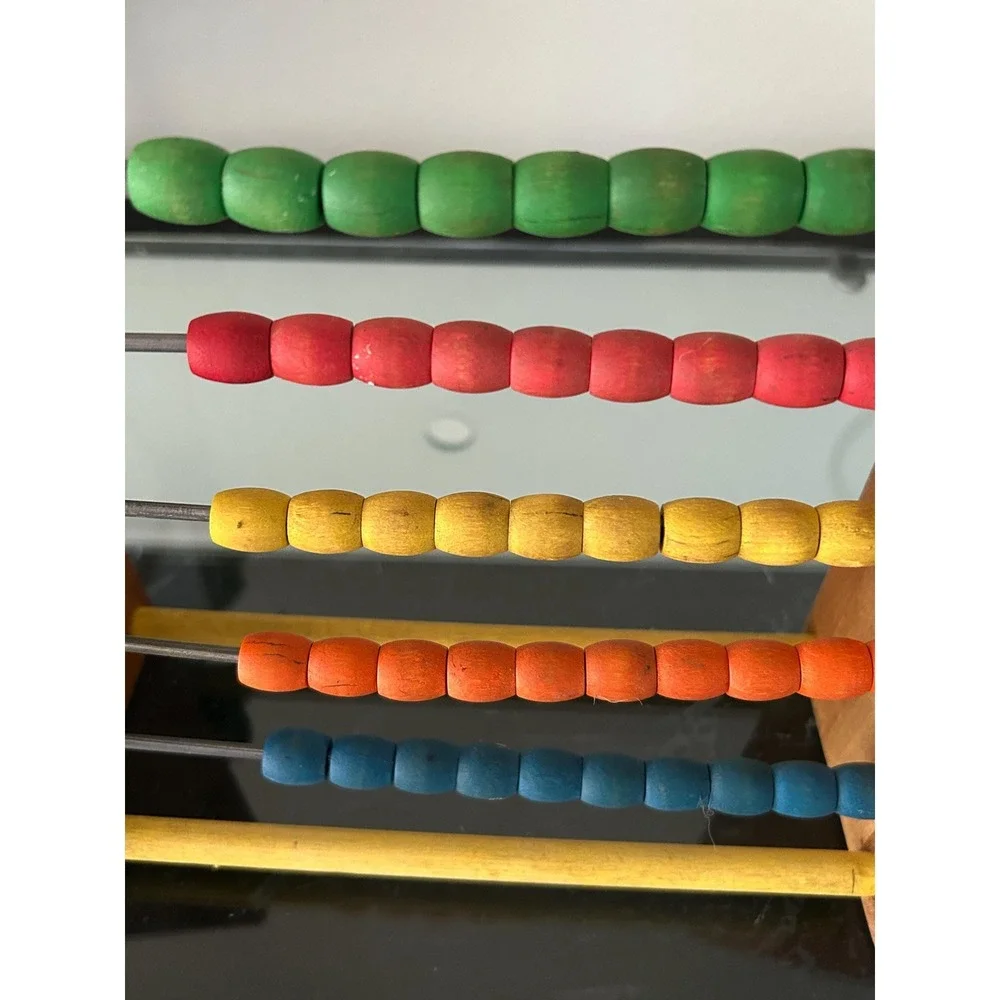 Vintage Sandberg Wooden Abacus with Colorful Beads